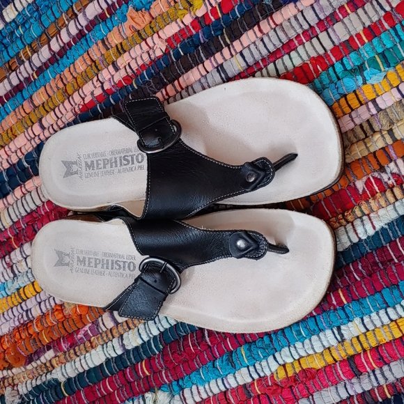 Mephisto Shoes Mephisto Black With Cork Footbed Sandal Poshmark